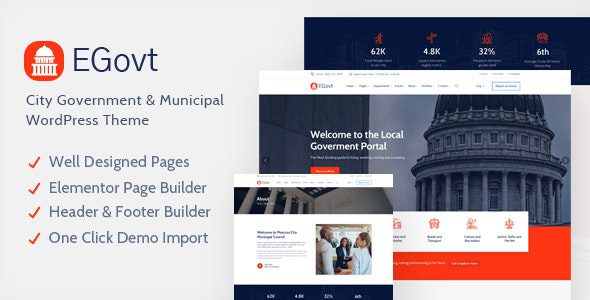 EGovt 1.6.5 – City Government WordPress Theme