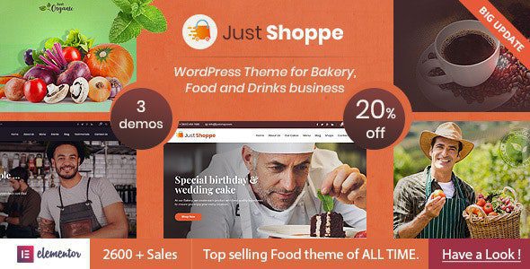 Justshoppe 13.1 – Elementor Cake, Bakery & Food WordPress