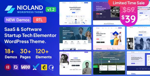 Nioland 1.3.1 – SaaS & Software Startup Tech WordPress Theme
