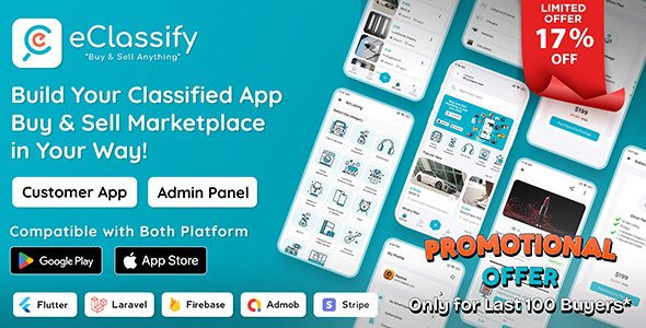 eClassify 1.0.2 – Classified Buy and Sell Marketplace Flutter App with Laravel Admin Panel